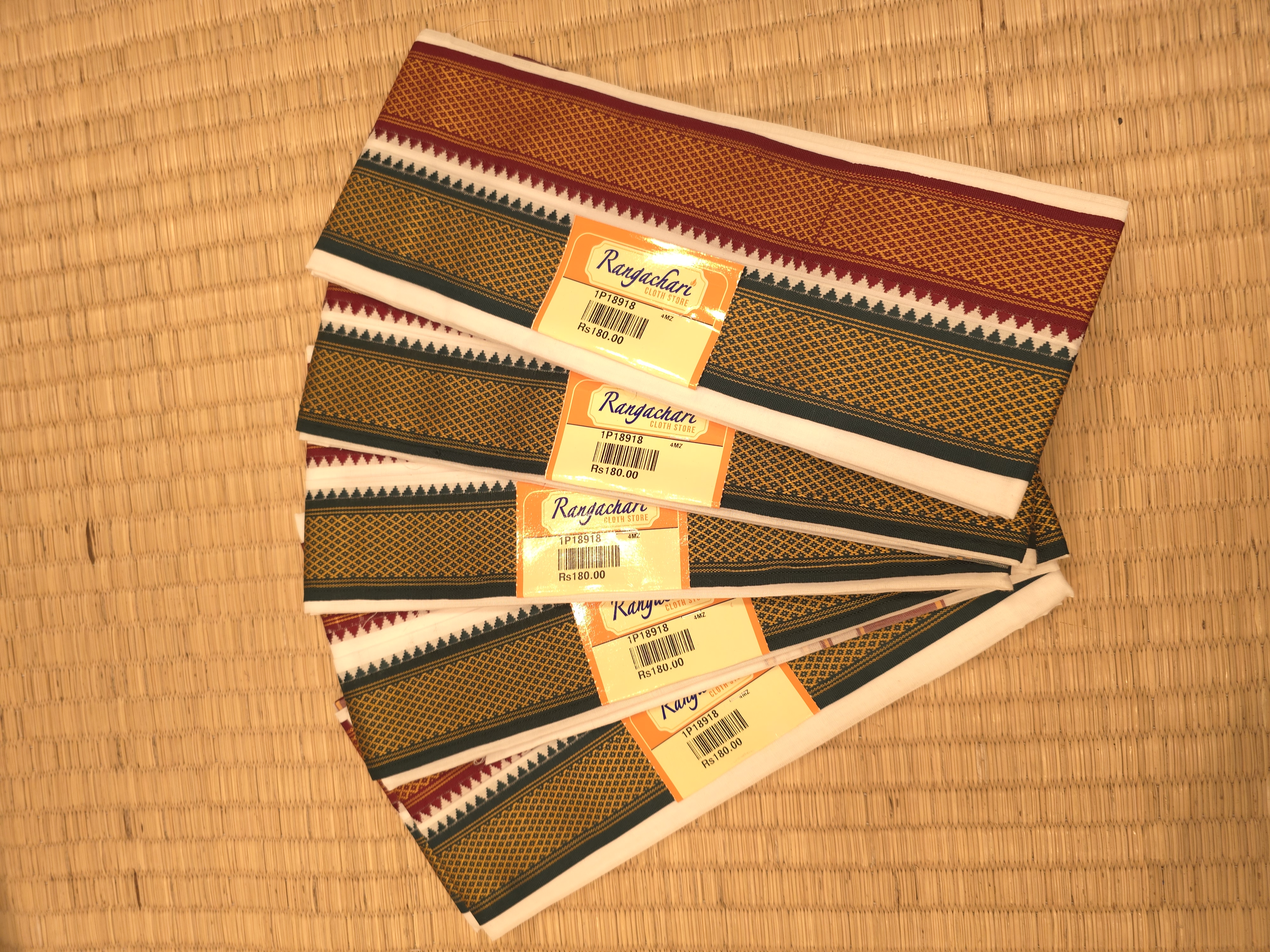 Cotton Angavasthram, Mayil Kan Border (Pack of 5)