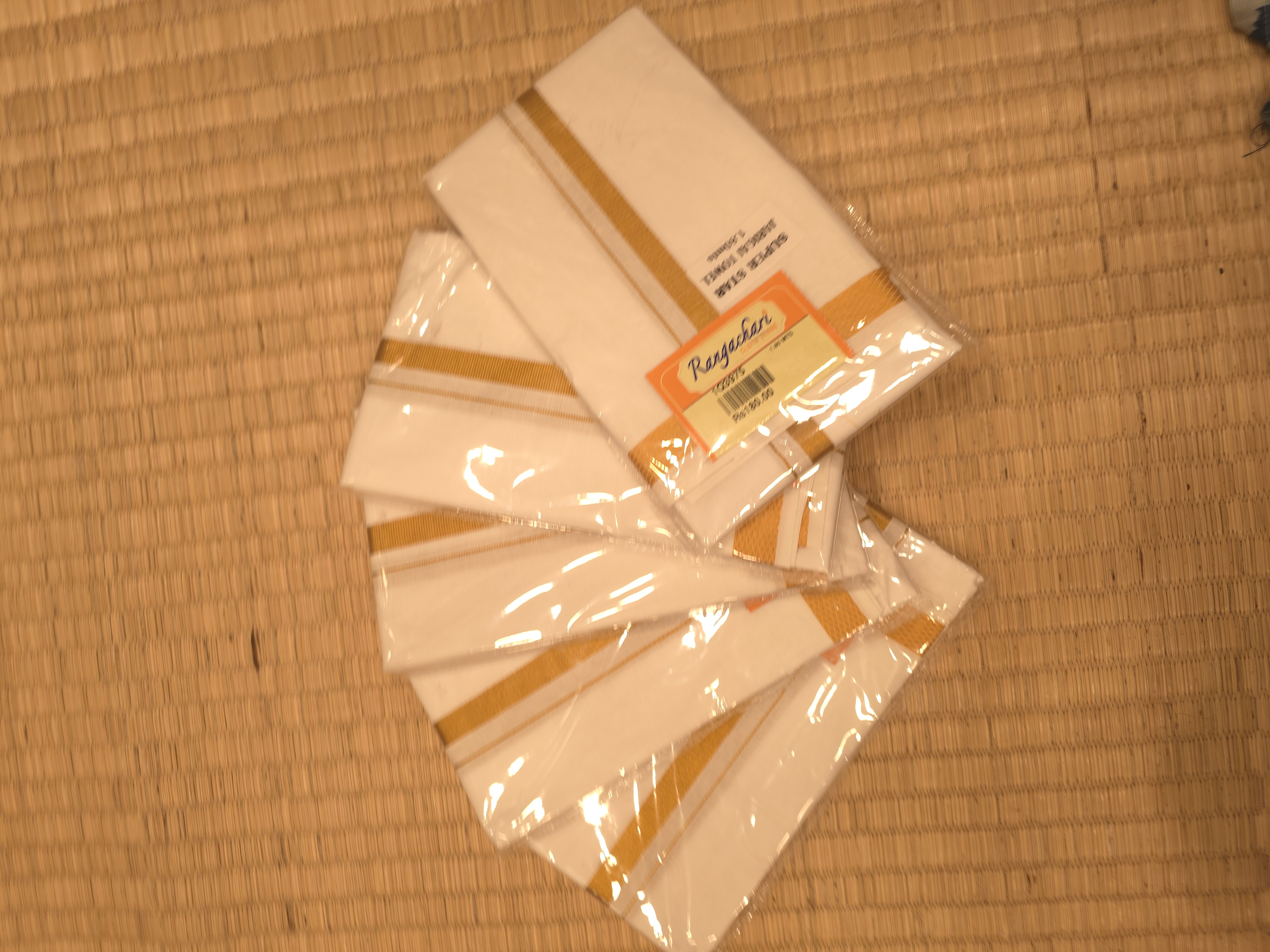 Cotton Angavasthram, Gold Border (Pack of 5)